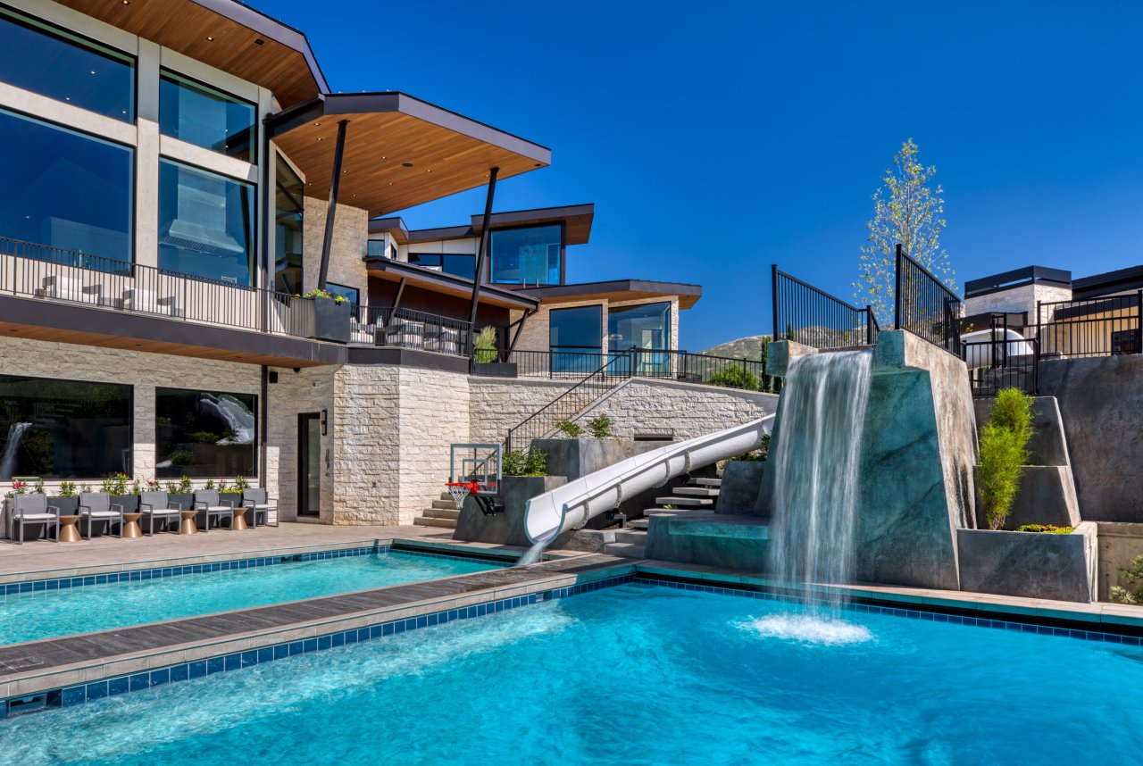 pool with waterslide