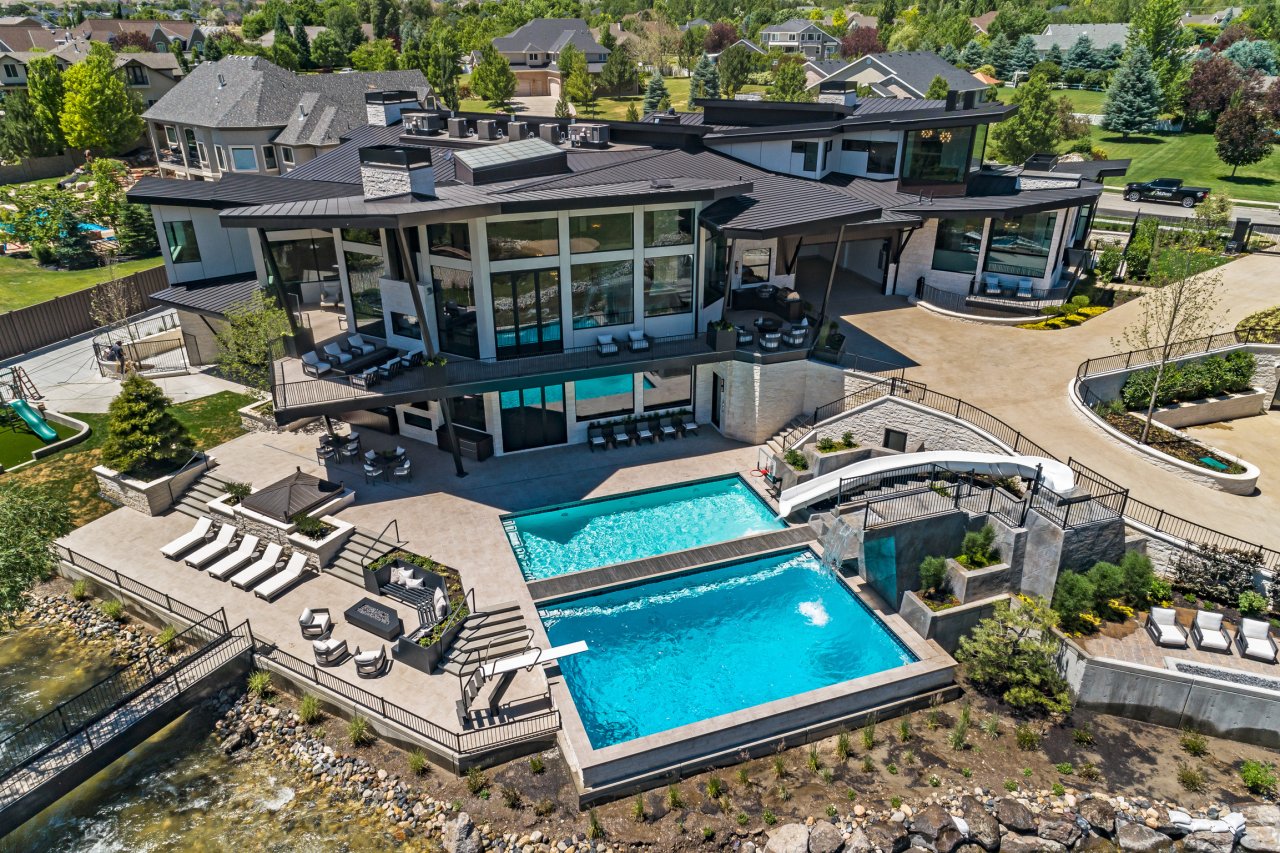 luxury home with 2 pools